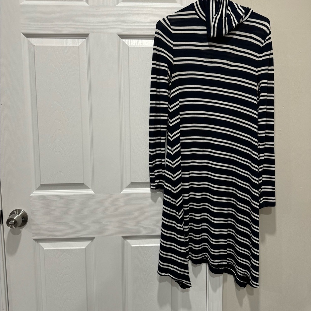 Anthropologie Maeve blue & white striped turtleneck dress size Small . - Picture 3 of 13